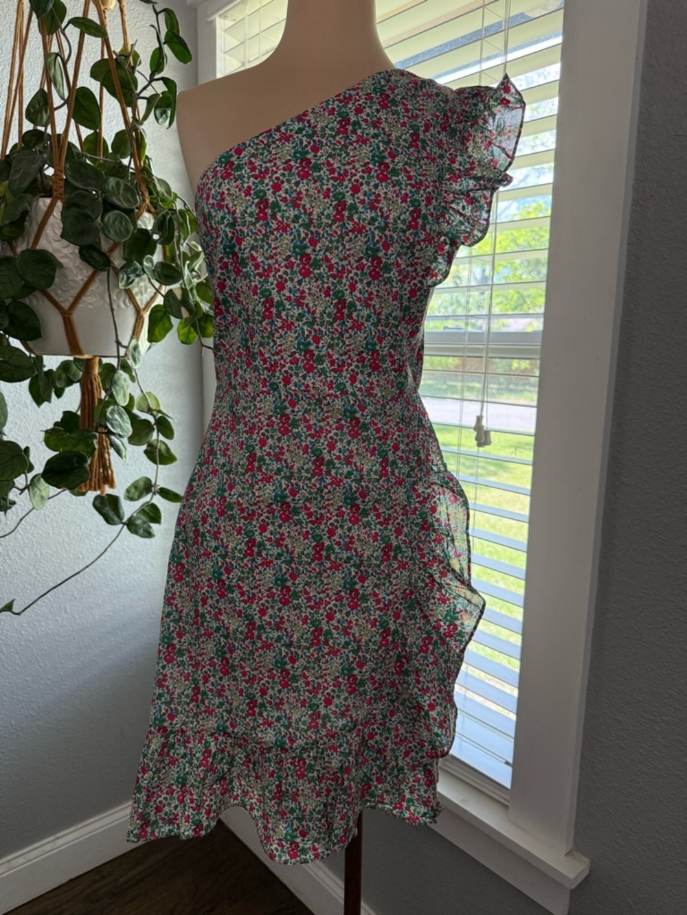 J. Crew One Shoulder Floral Mini Dress Size 2